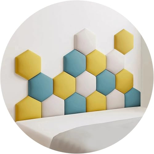 Panneaux muraux rembourrés, Rembourrage Mural pour tête de lit, Panneaux muraux Souples 3D Autocollants Anti-Collision pour Chambre d'enfant (doré, 120 x 70 cm)