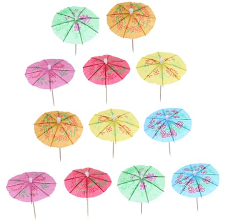 LABRIMP 144 Palillos para Cócteles Sombrillas Coloridas Adornos para Tartas y Bebidas Decoración para Fiestas Uso Bares y