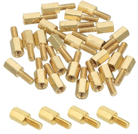 PATIKIL M2.5 Messing Sechskant Abstandshalter 25 Stück PCB Hauptplatine Abstandsschrauben Für Drohnen Quadrocopter Computerbau Elektronikprojekte Leiterplatte Gold (M2.5 x 6mm+6mm)