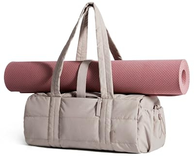 bagsmart Puffer Sporttasche Damen Reisetasche Klein mit Nassfach 18L | Gym Tasche Mit Yogamattengurt+abnehmbaren Schultergurt Trainingstasche für Yoga Fitness Schwimmen Wochenendtrip Weekender