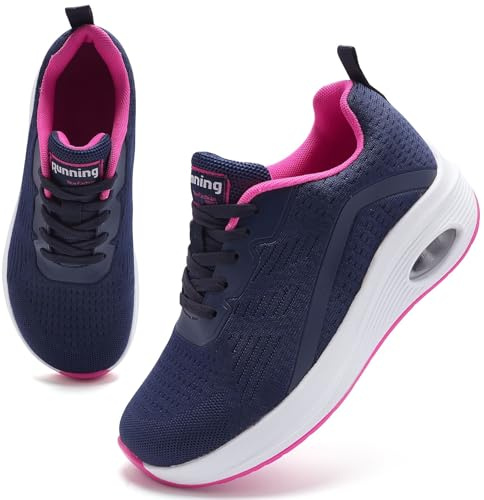 Wide Fit Womens Trainers Arch Support Plantar Fasciitis Orthopedic Shoes Lightweight Ladies Trainers Comfortable Running Shoes Mesh Breathable Non Slip Sneakers Navy 6 UK