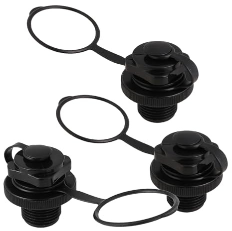 Abaodam Tapón de Válvula de Rosca Espiral para Bote Inflable 22 MM 3 Unidades Válvula de Aire para Kayak Canoa y Colchón Inflable Repuesto sin Base PVC y Negro Inflado Rápido