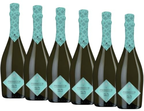 SUPER OFFERTA Prosecco D.O.C. TREVISO Millesimato Extra Dry, da Uva Glera, Gusto Fresco con Note Fruttate, 6x750 ml