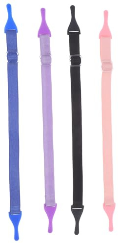 MUCKLILY Cordones para Gafas Infantiles Ajustables Clip 4 Piezas en Colores Surtidos Morado Azul Negro Rosa Cuerdas Duraderas y Flexibles para Sujetar Gafas Accesorio Práctico