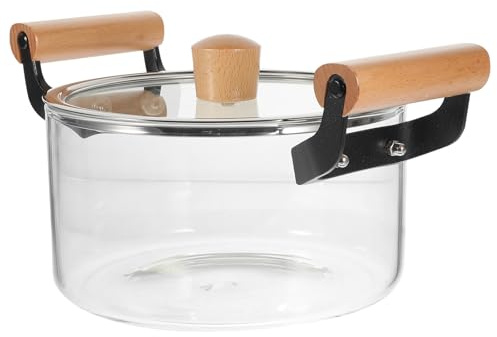 TOPBATHY Marmite en Verre Transparent 2,5 L Double Anse, Casserole Résistante la Chaleur pour Cuisson sur Gaz, Soupière Multifonction pour Soupe, Légumes et Nouilles, Ustensile Cuisine