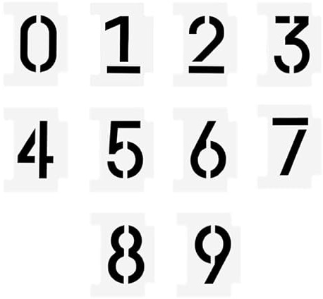 FELTECHELECTR Set di 10 Mascherine Numeriche Bianche in Pet per Disegno e Decorazione DIY su Pareti e Superfici Diverse Modelli Traforati Riutilizzabili