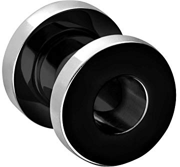 PIERCINGLINE Chirurgenstahl Tunnel | SCHWARZ + POLIERTER RAND | Piercing Ohr Tube | Größenauswahl