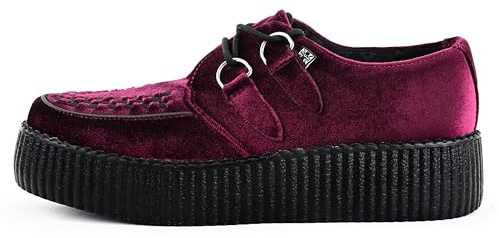 T.U.K. Skor sammet Viva Mondo Creeper, Vinröd, 15 Women/13 Men