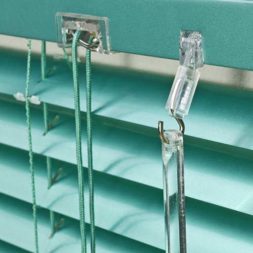 WR-Design Alu Jalousie grün metallic Mint - Breite 50 bis 240 cm - Höhe 130/160 / 220 cm - Tür Fenster Rollo Jalousette Aluminium Fensterjalousie Lamellen Metall (120 x 160 cm)