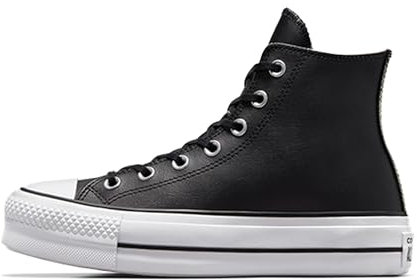 Converse All Star Lift Hi Trainers Black White White Leather - 7.5 UK
