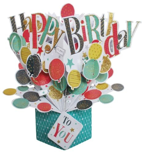 Happy Birthday Bunch Of Balloons Birthday Pop Up Greeting Card 3D Pop-Up Cards