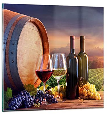 Quadro su Vetro 40x40cm Stampe da Parete in Vetro vino vigneto estate Piccoli Decorazione Murale Camera da Letto Cucina 1 pezzo Quadri Moderni Soggiorno Grafica Immagini Wall Art GAC40x40-4125