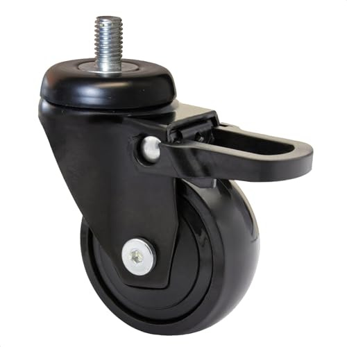 WAGNER ultrawendige 360° - 3C - Design-Lenkrolle/Möbelrolle - schwarz, Softlauffläche, Gewindestift 10 x 16 mm, Durchmesser Ø 50 mm, Bauhöhe75 mm, Feststeller, Tragkraft 50 kg - 01235266
