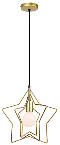 iDEGU Lampada a Sospensione E27 Plafoniera Design Creativo a Stella Lampada da Soffitto Moderno con 3 stelle Regolabili Oro Lampadario per Camera dei Bambini (Stella)