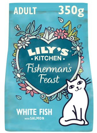 Lily's Kitchen Fisherman's Feast with White Fish & Salmon - Complete Adult Dry Cat Food (6 x 350g)