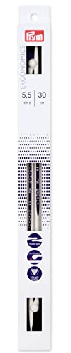 Prym 190307 Jackenstricknadeln Ergonomics 30 cm 5,50 mm, Alabasterweiß