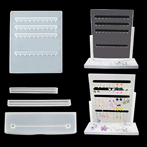FineInno Schmuck Ständer Silikonform,Tablett Gießform,Ohrring Halter Organizer Epoxidharz Formen zum Aufhängen Schmuckbaum Stand Display Aufbewahrung