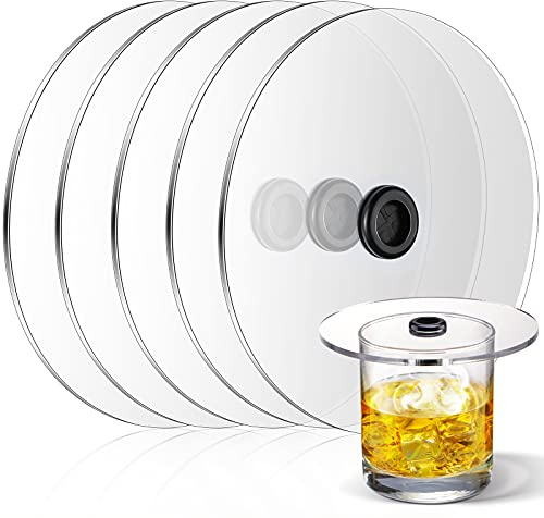 6 Pieces Smoking Gun Cup Covers Infuser Lids Cocktail Drinks Covers Smoking Gun Accessories for Wine Cups Goblet Glasses Tumblers Mugs Bowls Diameter Below 4. 7