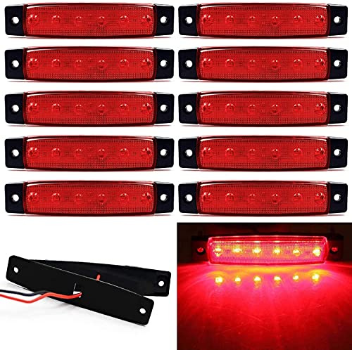 Seitenmarkierungsleuchten, LKW-Seitenleuchten10pcsAuto-Markierungsleuchten Auto-Seitenblinker Lichter 6SMD LED-Seitenlicht vorne hinten Positionsleuchten 24V für Auto Camper Van (20 pcs, rot)