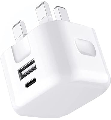 For Xiaomi Redmi Note 14 13 12 A3 Poco X7 F6 Charger Plug 20W Dual Port USB C USB A Fast Charger UK Mains Wall Adapter