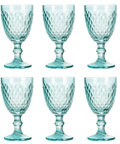 Solycarpa Juego de 6 Copas de Cristal de Colores para Vino, Cava y Agua