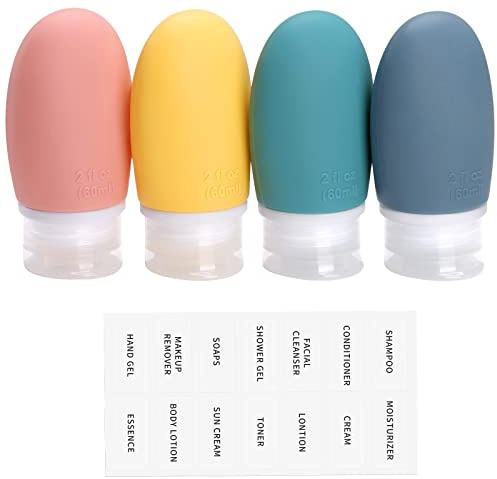 Opret 60ml Silicone Travel Bottle for Toiletries, 4 Pack Leak Proof | Travel Containers, TSA Approved, Refillable, Squeezable, Travel Essentials, for Shampoos, Conditioner, Cream