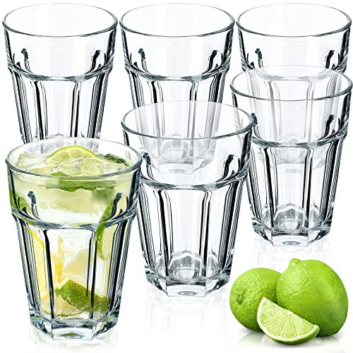 KADAX Juego de 6 vasos para bebidas, 365 ml, aptos para lavavajillas, vasos de calcio neutro, vasos de cóctel, vasos de agua, vasos de café, vasos de té