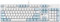 Qisan Clavier de jeu mécanique, clavier filaire avec rétroéclairage LED, bleu et blanc, 104 touches, disposition américaine, clavier de jeu avec interrupteur amovible, marron