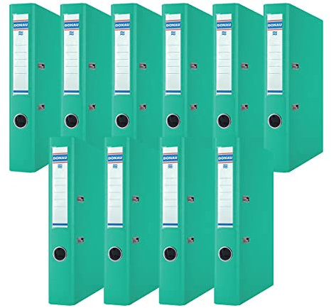 DONAU Premium Ordner Schmal 10er Pack/DIN A4 / 5 cm / 10 Stück/Türkis/Kunststoffbezug PP/Carton Papier Schlitzordner Büroordner Aktenordner Ringordner/Grünen Punkt