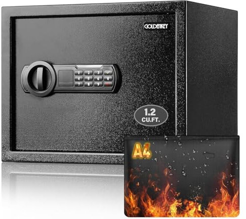Feuerfester Safe für Dokumente, digitaler Tresor, feuerfest, wasserdicht, für Laptop, Stahl-Home-Safe mit herausnehmbarem Regal für Waffen, Wertsachen im Büro oder Hotel, 30 cm D x 37 cm B x 30 cm H