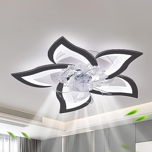 Ventilateur de Plafond Silencieux à LED avec éclairage, Dimmable Plafonnier de Chambre à Coucher, avec Télécommande, Réversible, 6 Vitesses de Vent, Lampe de Ventilateur Moderne pour Cuisine Salon ( C