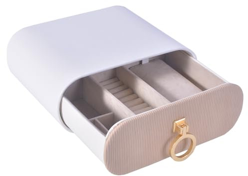 Rheinkuss Schmuckkästchen zur Schmuckaufbewahrung aus Samt I L26 x B21 x H11 I Schmuckkasten mit Schublade I edle Schmuckbox für Ringe, Ketten und Schmuck I Schmuckschatulle hohe Qualität