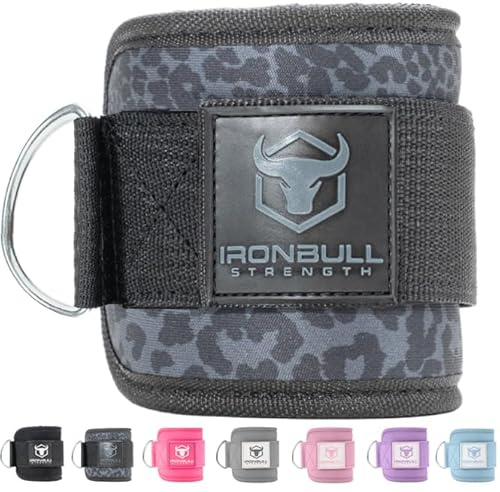 Women's Ankle Strap for Cable Machines & Resistance Bands: Gym & Home Workout Cuff Attachment for Leg Extensions, Kickbacks, Hip Abductors - Booty Exercises (Black Leopard, Pair)