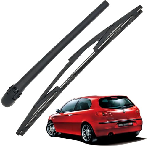 Ruolin Bras Essuie Glace Arrière et Balai Essuie Glace, Arrière de Bras d'Essuie-Glace en Caoutchouc Naturel Toutes Saisons Kit Remplacement pour Alfa Romeo 147 2000-2010