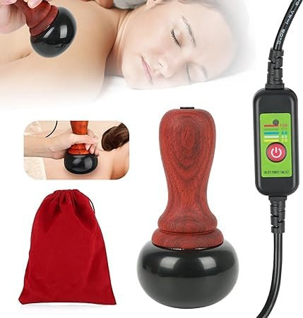 Hot Stone Massagegerät, Elektrisches Gua-Sha-Massagegerät, mit heißem Stein, natürliches Bian Stein Gua Sha Kratzmassagegerät, Elektrisches RüCkenmassagegeräT mit Temperaturregelung