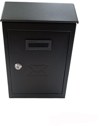 CASSETTA POSTALE ESTERNO A PARETE BUCA LETTERE IN ACCIAIO TETTO CHIAVE 30x20x6cm 2500CT3Y VULCANIA (Nero)