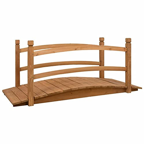 BaraSh Gartenbrücke 140x60x60 cm Massivholz Tanne Holzbrücke Teichbrücke Brücke Holzsteg Zierbrücke Deko