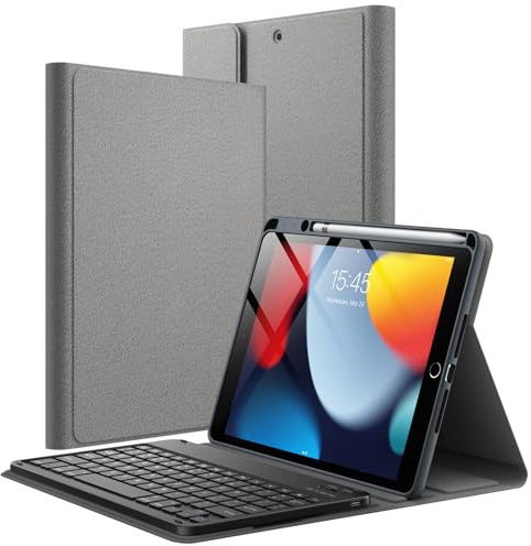 JETech Keyboard Case for iPad 9th/8th/7th Gen 10.2, Space Gray | Magnetic Detachable Bluetooth Keyboard Cover, Pencil Holder, TPU Back, Multi-Angle Stand, Laptop-Style Typing Experience