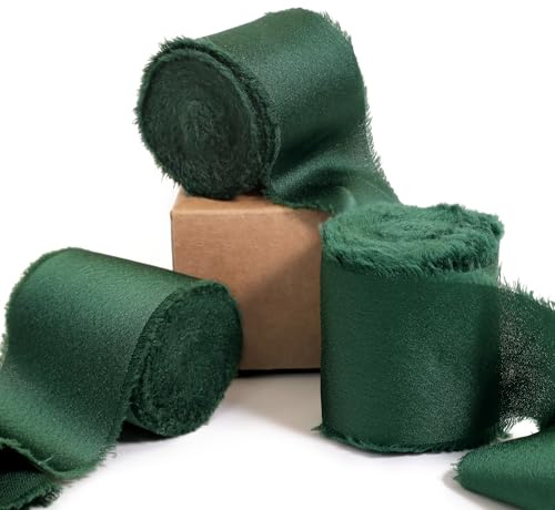 Ligtmor Geschenkband Satinband 3,8cm x 13,5m chiffonband Schleifenband Stoffband Hochzeit Seidenband - Dunkelgrün