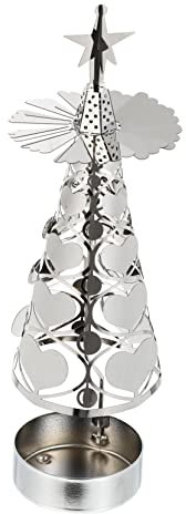 CORHAD Silberner Christbaum Kerzenhalter Aus Robustem Eisen Drehbarer Kerzenständer Im Herzdesign Weihnachts Tischdeko Ohne Kerzen Langlebig Und Festliche Stimmung Verbreitend