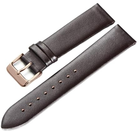 Chlikeyi Armband 13–24mm, ultradünn, Leinwandbindung, Ersatz-Uhrenkette für Damen, Dunkelbraunes Roségold, 16mm