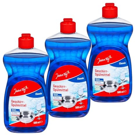 Jeden Tag Spülmittel Classic 500ml | Hohe Fettlösekraft für strahlend sauberes Geschirr, schonend zu Händen, ergiebige Formel für lange Nutzung, ideal für Küche und Haushalt (3er Pack)