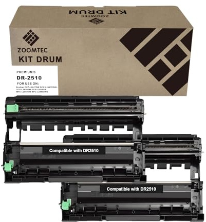 ZOOMTEC DR-2510 DR 2510 Cartucho de Tambor de Imagen Unidad Compatible con Impresora Brother DCP-L2627DW HL-L2400DWE DCP-L2627DWXL DCP-L2620DW MFC-L2860DW DCP-L2665DW DCP-L2660DW MFC-L2860 (2X Negro)