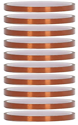 Vomeko 10 cintas de alta temperatura, cinta aislante eléctrica, cinta resistente al calor, cinta de alta temperatura, cinta adhesiva aislada de poliimida de color marrón oscuro, (5mm)