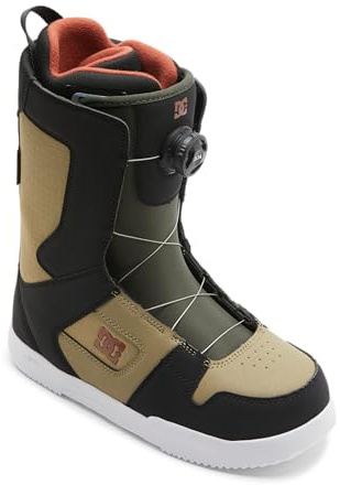 DC Shoes Men's Phase BOA Adjustable Lace-Up Snowboard Boot, Liner w/EVA Memory Foam & Fleece Lining, Moisture-Wicking Insole, Brown/Black/White, 12