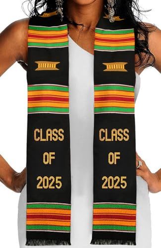Kente Graduation Stole Class of 2025 | Celebrate Culture with the African Graduation Stole | Made with Authentic African Art