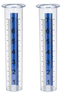 Mateda Pluviomètre de rechange en plastique avec couvercle, facile à lire, anti-gel, 17,8 cm (bande bleue)