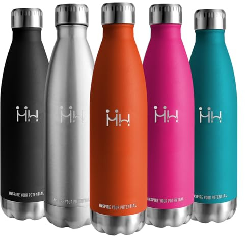 Botella Agua Acero Inoxidable, 750 ml Libre de BPA, Botella agua niños, 18/8 Acero Inoxidable, Botella de Agua, Aislamiento al Vacío de Boble Pared, Cantimplora para Gimnasio, Cámping - Naranja