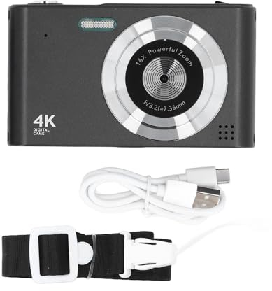 4K HD Digitalkamera 16x Zoom 48MP Tragbare CCD -Kamera mit LED -Taschenlampe AF Auto Focus CCD -Kamera für Fotografie -Reise Vlogging (Schwarz)