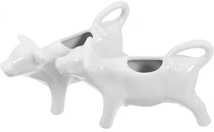 KOCKSHION 2 pièces Pichet à Lait Céramique Forme Vache Cruche Sauce Polyvalente pour Café Jus et Condiments Design Moderne pour Maison et Restaurant